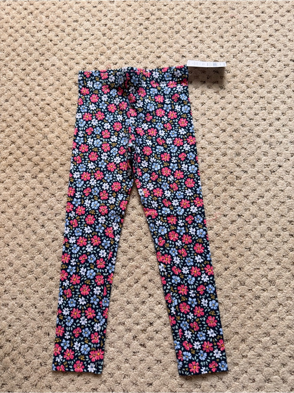Carter's Navy Floral Leggings with Pink & Light Blue Flowers